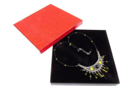 Colier Bali cu onix si cristale galbene - GlamBazaar.ro