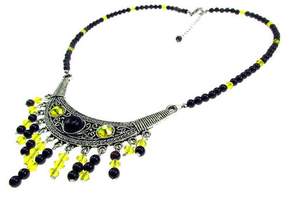 Colier Bali cu onix si cristale galbene - GlamBazaar.ro