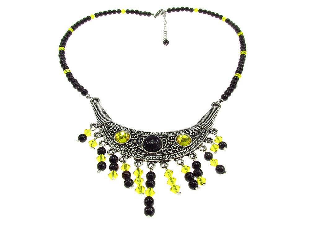 Colier Bali cu onix si cristale galbene - GlamBazaar.ro