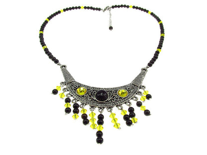 Colier Bali cu onix si cristale galbene - GlamBazaar.ro
