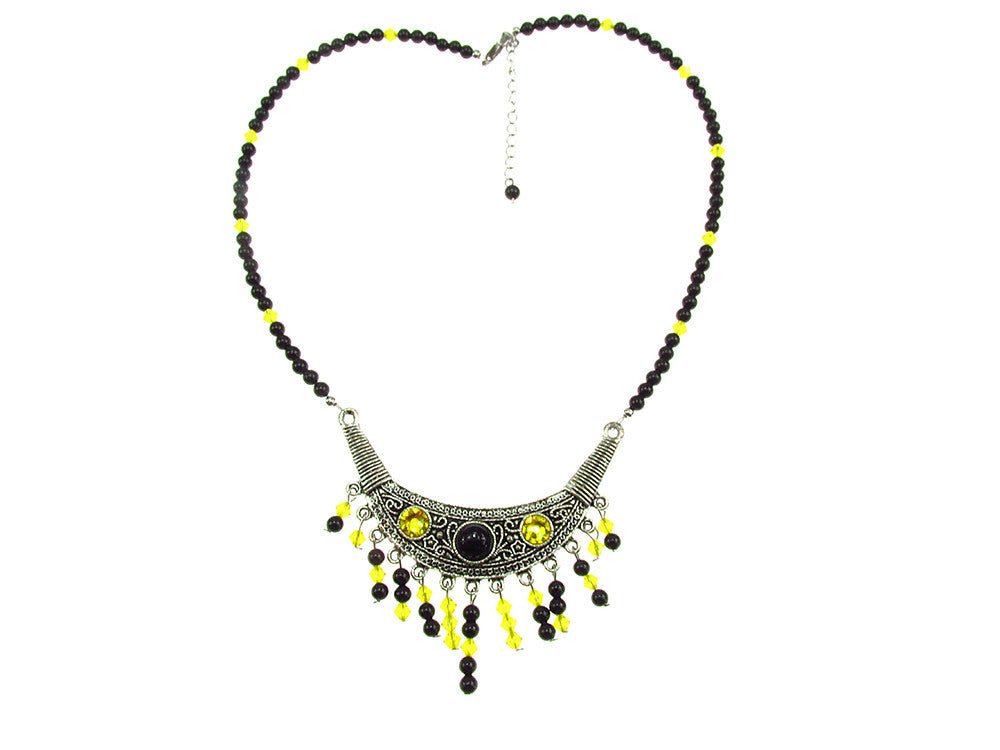 Colier Bali cu onix si cristale galbene - GlamBazaar.ro