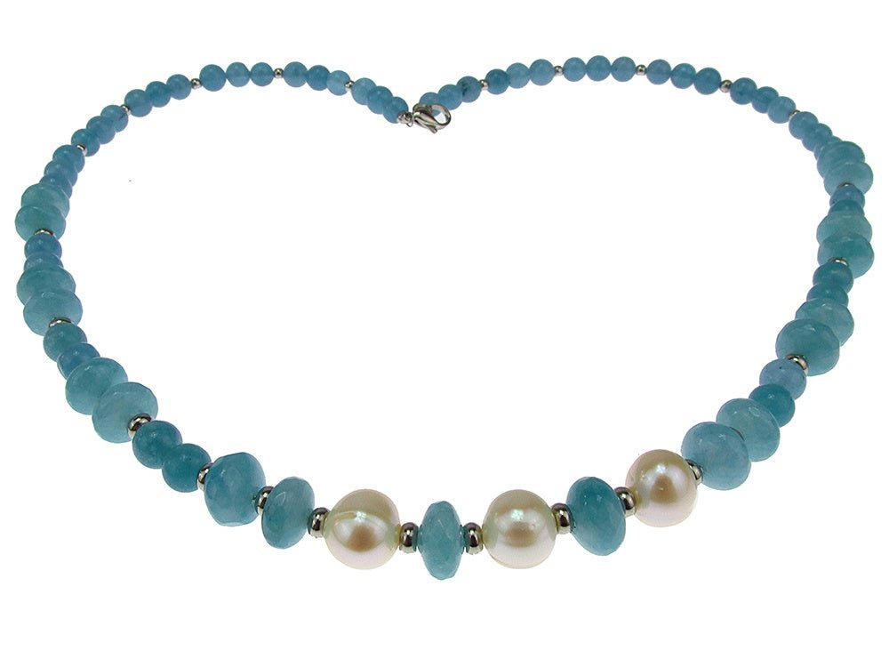 Colier cu angelit si perle de cultura - GlamBazaar.ro