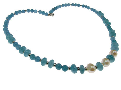 Colier cu angelit si perle de cultura - GlamBazaar.ro