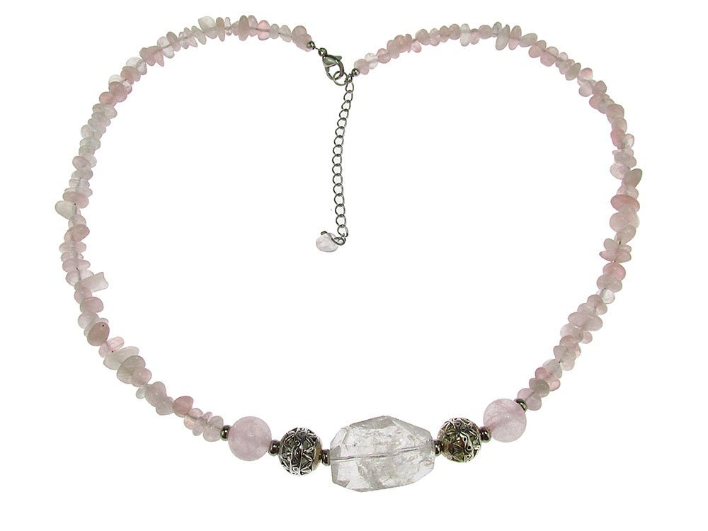 Colier cuart roz si cristal de stanca - GlamBazaar.ro