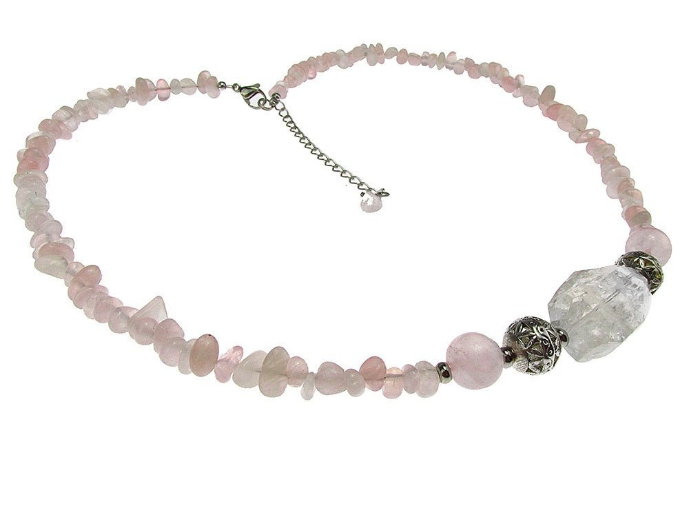 Colier cuart roz si cristal de stanca - GlamBazaar.ro