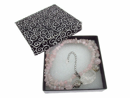 Colier cuart roz si cristal de stanca - GlamBazaar.ro