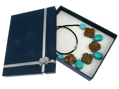 Colier Excelsior flori agate si turcoaze - GlamBazaar.ro