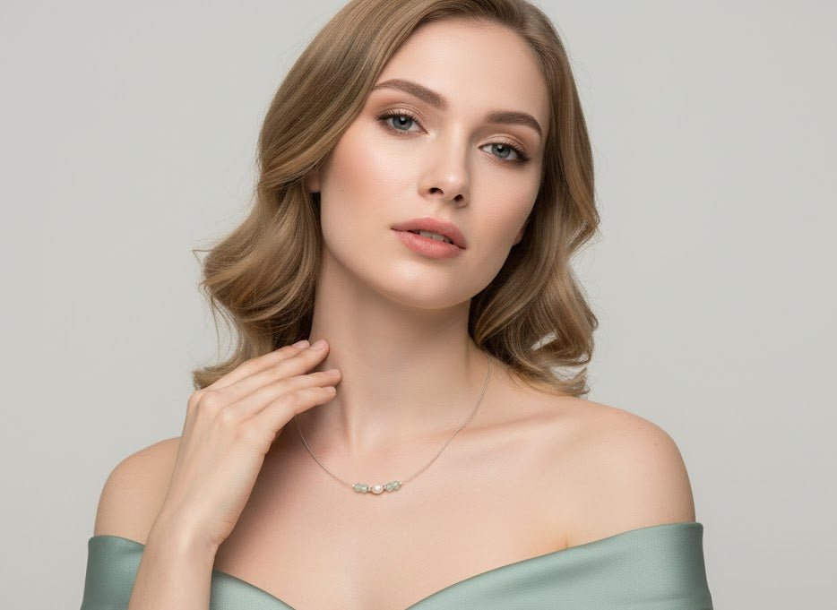 Colier fir argint cu acvamarin fatetat si perla de cultura - GlamBazaar.ro