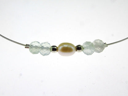 Colier fir argint cu acvamarin fatetat si perla de cultura - GlamBazaar.ro