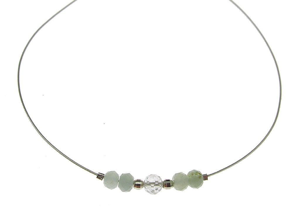 Colier fir argint cu acvamarin si topaz - GlamBazaar.ro