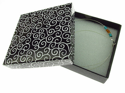 Colier fir argint cu chihlimbar si turcoaz - GlamBazaar.ro