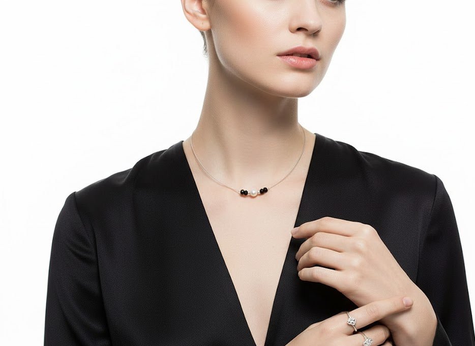 Colier fir argint cu onix fatetat si perla de cultura - GlamBazaar.ro