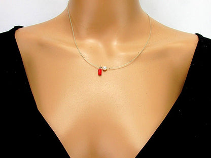 Colier fir argint cu perla de cultura si lalea coral - GlamBazaar.ro