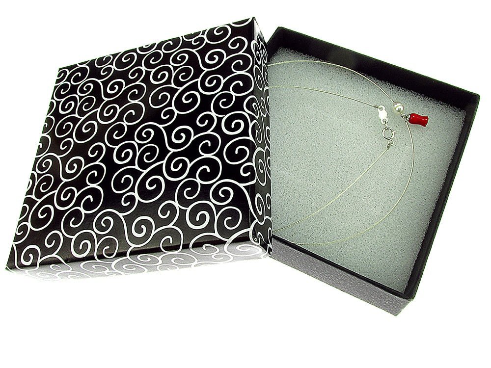 Colier fir argint cu perla de cultura si lalea coral - GlamBazaar.ro