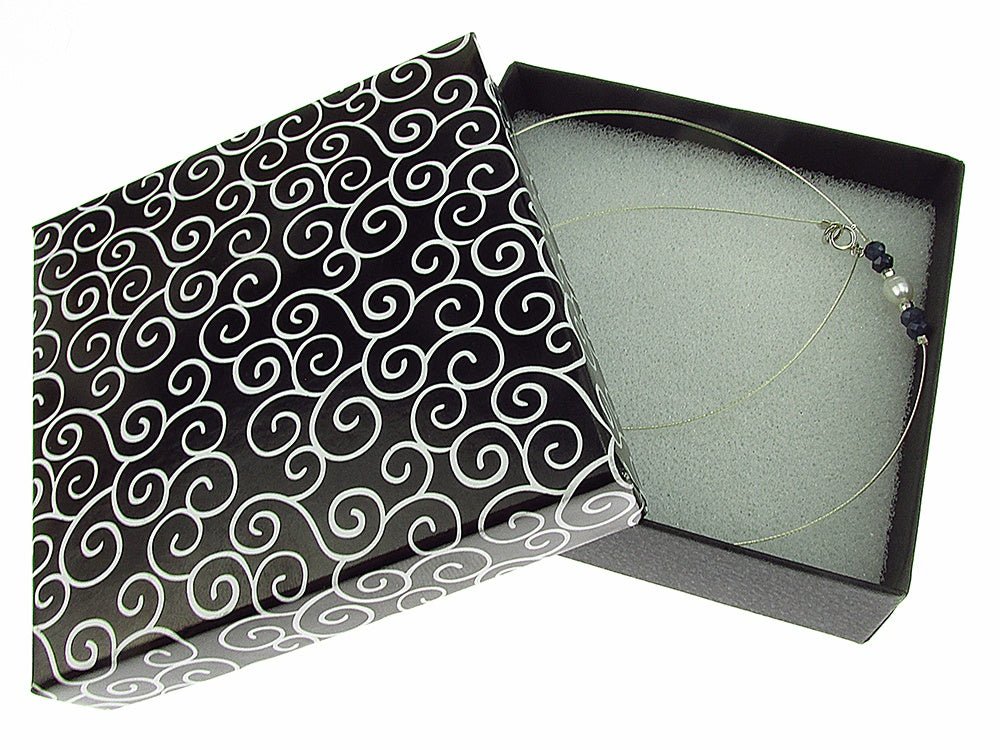 Colier fir argint cu safir fatetat si perla de cultura - GlamBazaar.ro