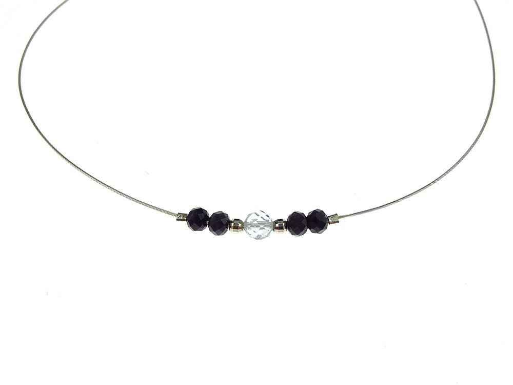 Colier fir argint cu safir si topaz - GlamBazaar.ro