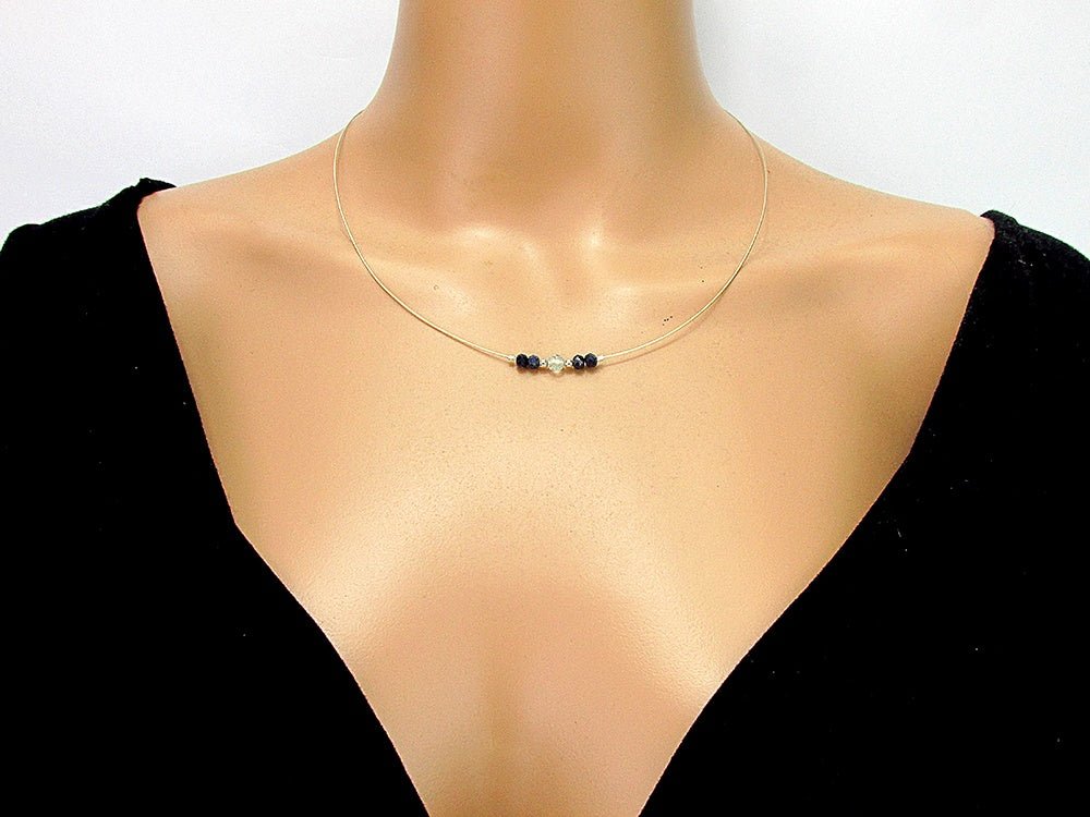 Colier fir argint cu safir si topaz - GlamBazaar.ro