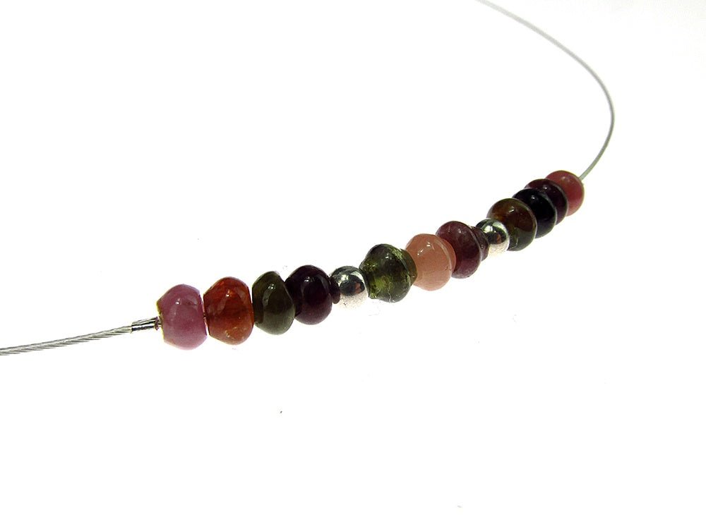 Colier fir argint cu turmalina curcubeu 1A - GlamBazaar.ro