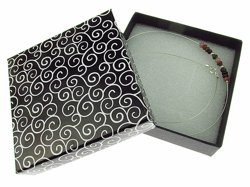 Colier fir argint cu turmalina curcubeu 1A - GlamBazaar.ro