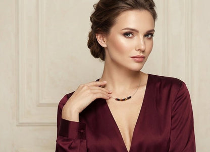 Colier fir argint cu turmalina curcubeu 2A - GlamBazaar.ro