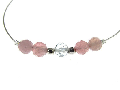 Colier fir argint cu turmalina roz si topaz - GlamBazaar.ro