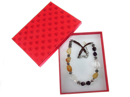 Colier Miracle cu citrin, cuart de stanca si ametist - GlamBazaar.ro