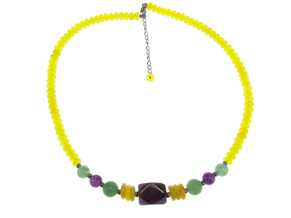 Colier pepita ametist, aventurin si jad galben - GlamBazaar.ro