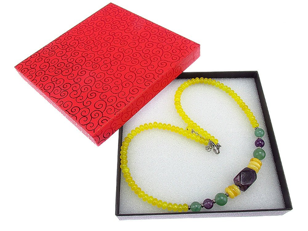 Colier pepita ametist, aventurin si jad galben - GlamBazaar.ro