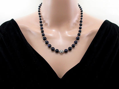 Colier retro Piatra Soarelui albastra - GlamBazaar.ro