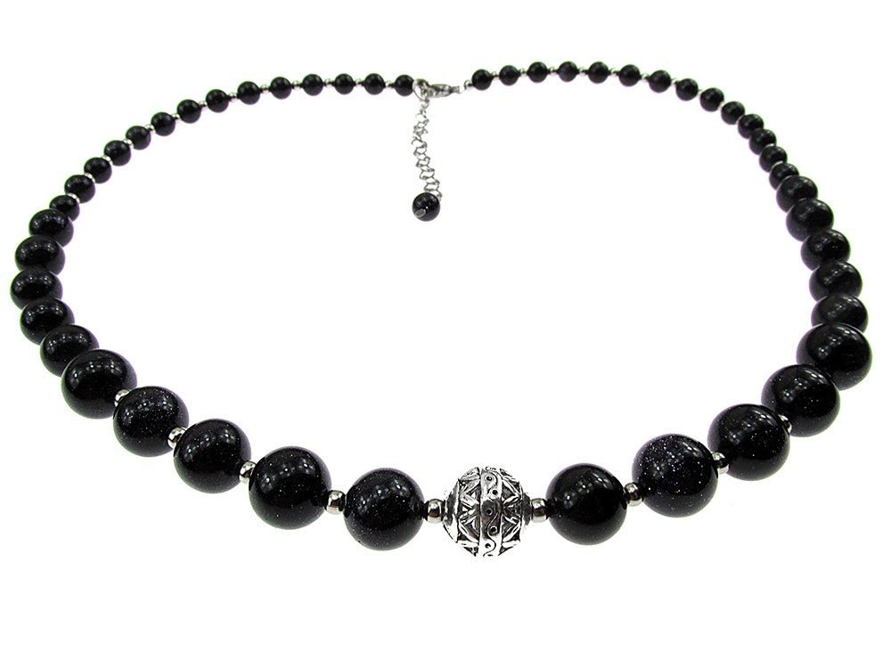 Colier retro Piatra Soarelui albastra - GlamBazaar.ro