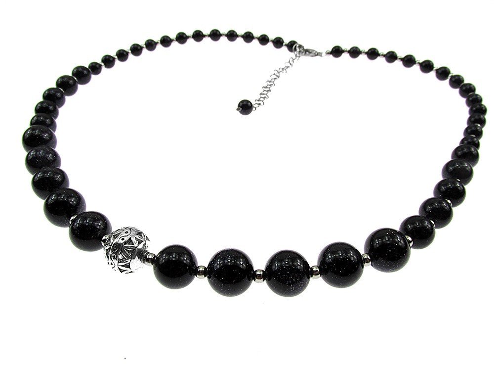 Colier retro Piatra Soarelui albastra - GlamBazaar.ro