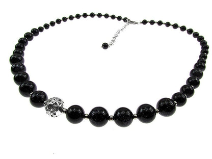 Colier retro Piatra Soarelui albastra - GlamBazaar.ro