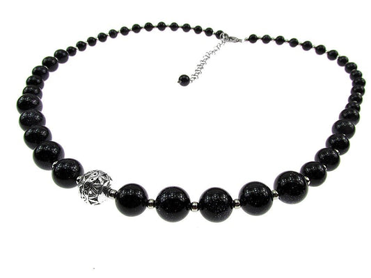 Colier retro Piatra Soarelui albastra - GlamBazaar.ro