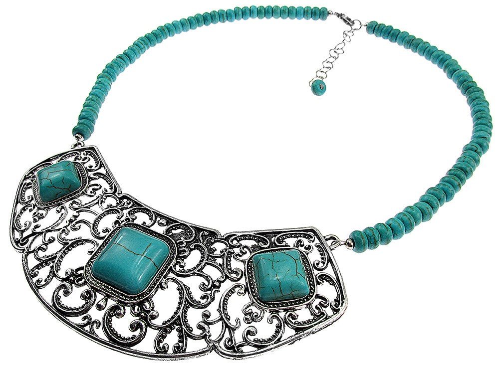 Colier statement romantic turcoaze - GlamBazaar.ro