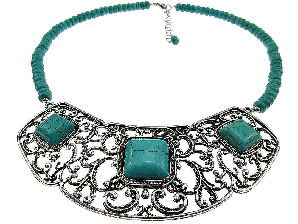 Colier statement romantic turcoaze - GlamBazaar.ro