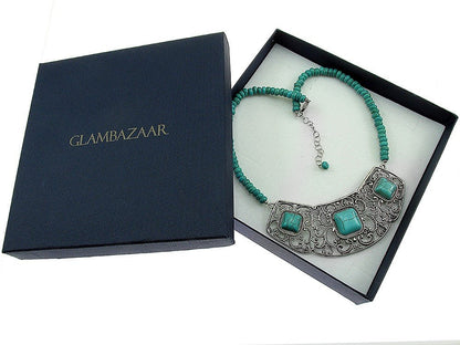 Colier statement romantic turcoaze - GlamBazaar.ro