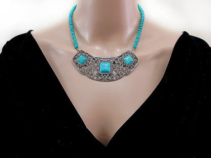 Colier statement romantic turcoaze - GlamBazaar.ro