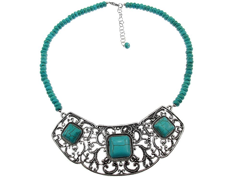 Colier statement romantic turcoaze - GlamBazaar.ro
