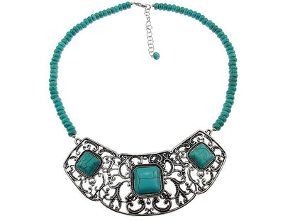 Colier statement romantic turcoaze - GlamBazaar.ro