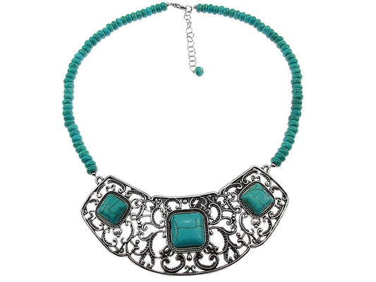 Colier statement romantic turcoaze - GlamBazaar.ro