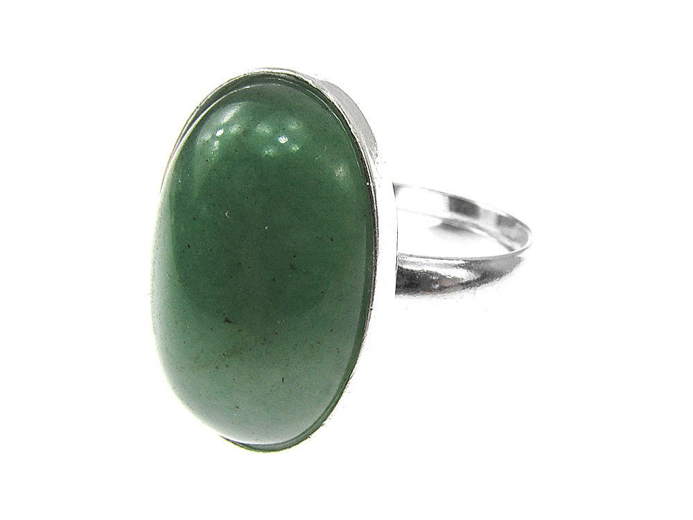 Inel argint reglabil aventurin verde 18x13 MM - GlamBazaar.ro