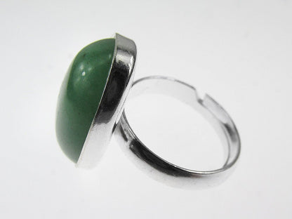 Inel argint reglabil aventurin verde 18x13 MM - GlamBazaar.ro