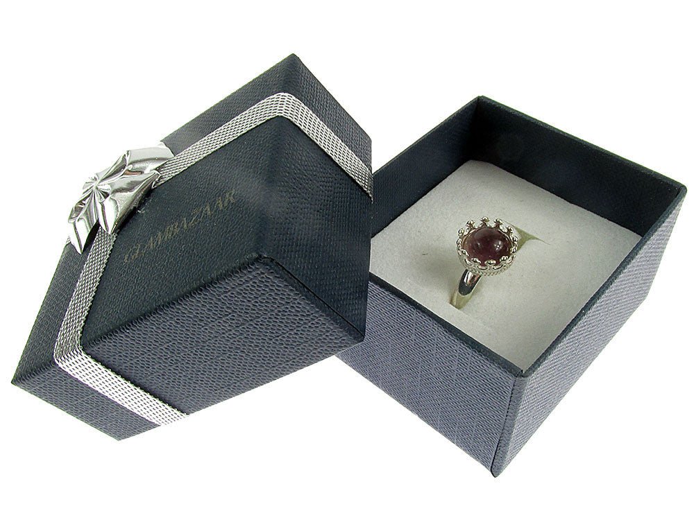 Inel argint reglabil coroana cu ametist natural 8 MM - GlamBazaar.ro