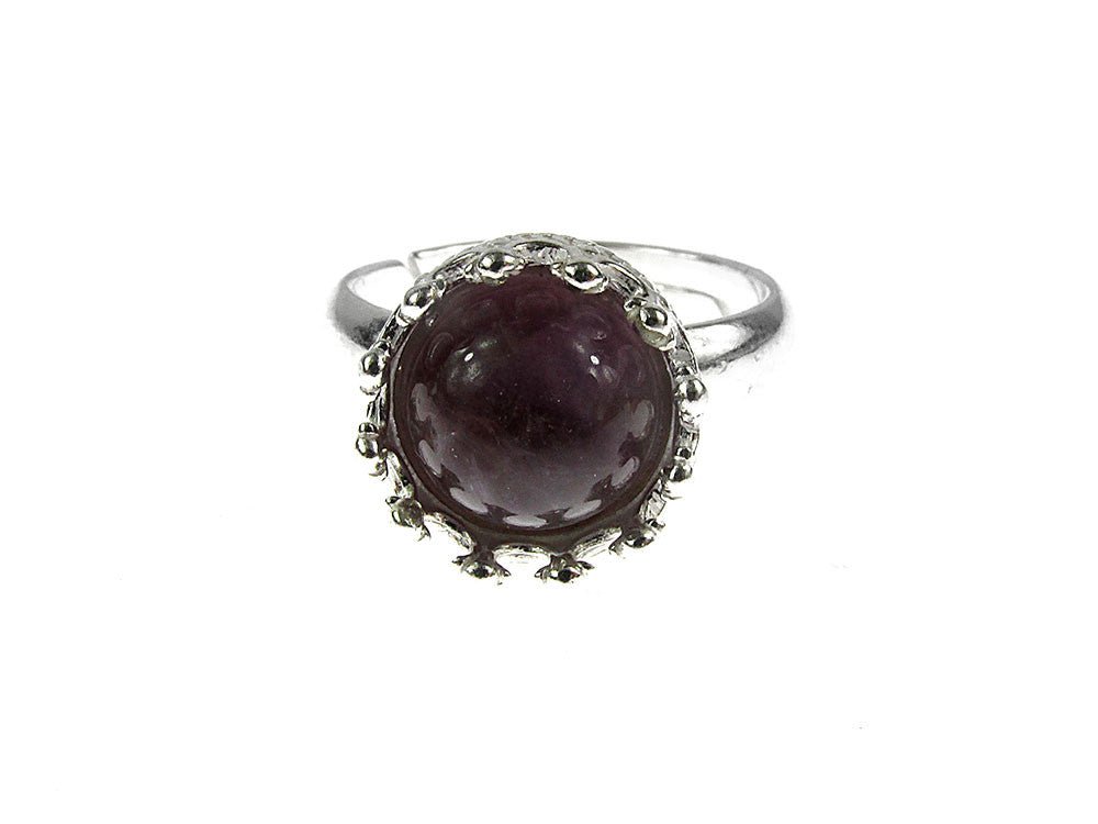 Inel argint reglabil coroana cu ametist natural 8 MM - GlamBazaar.ro