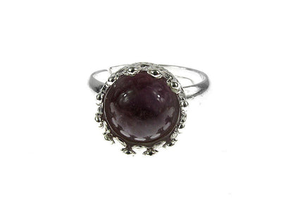 Inel argint reglabil coroana cu ametist natural 8 MM - GlamBazaar.ro