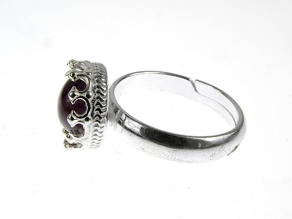 Inel argint reglabil coroana cu ametist natural 8 MM - GlamBazaar.ro