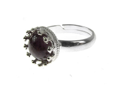 Inel argint reglabil coroana cu ametist natural 8 MM - GlamBazaar.ro