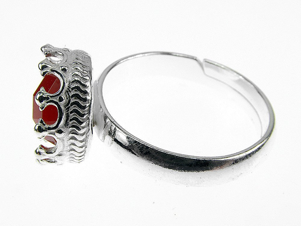 Inel argint reglabil coroana cu carneol fatetat 8 MM - GlamBazaar.ro