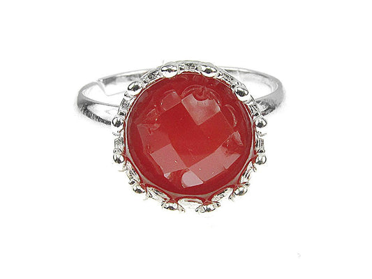 Inel argint reglabil coroana cu carneol fatetat 8 MM - GlamBazaar.ro