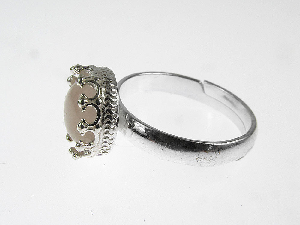 Inel argint reglabil coroana cu cuart roz natural 8 MM - GlamBazaar.ro